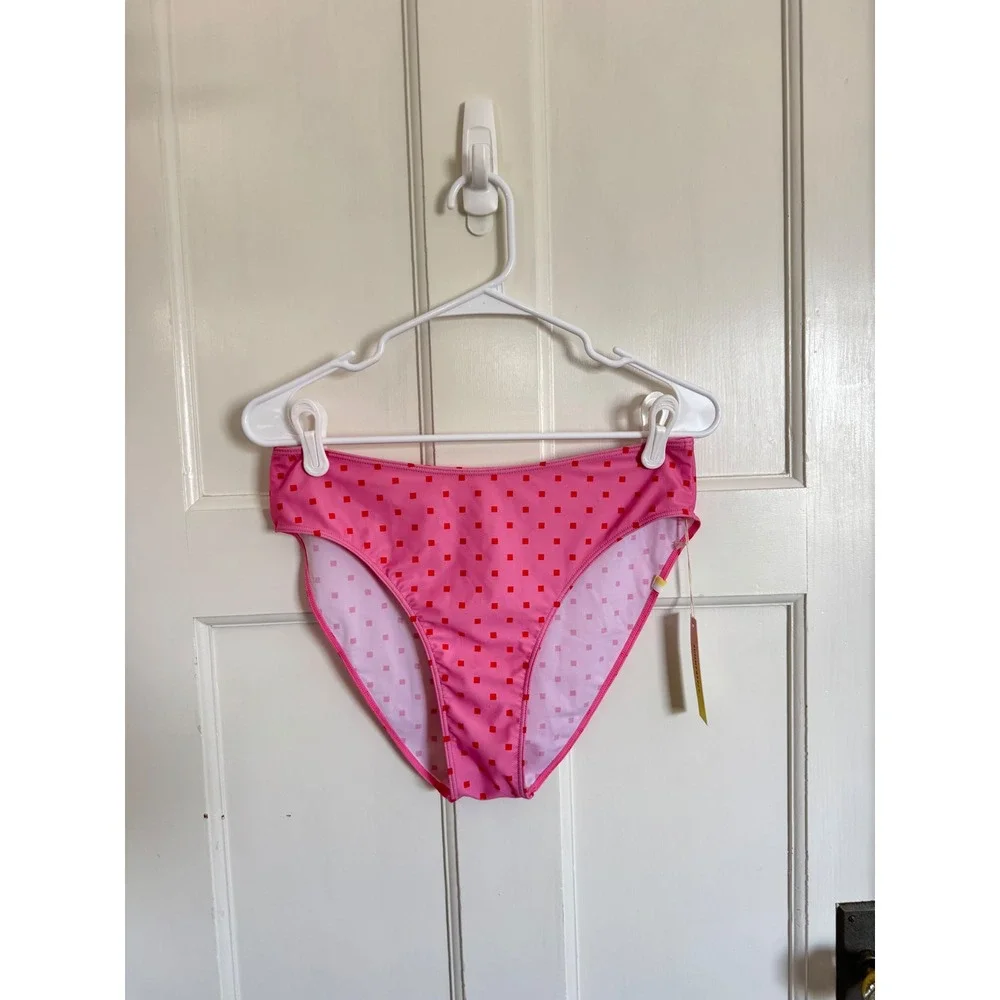 NWT Summersalt pink square dot bikini bottoms size 10